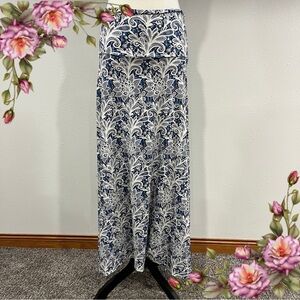 LuLaRoe Elegant Blue and White‎ Floral Maxi Skirt